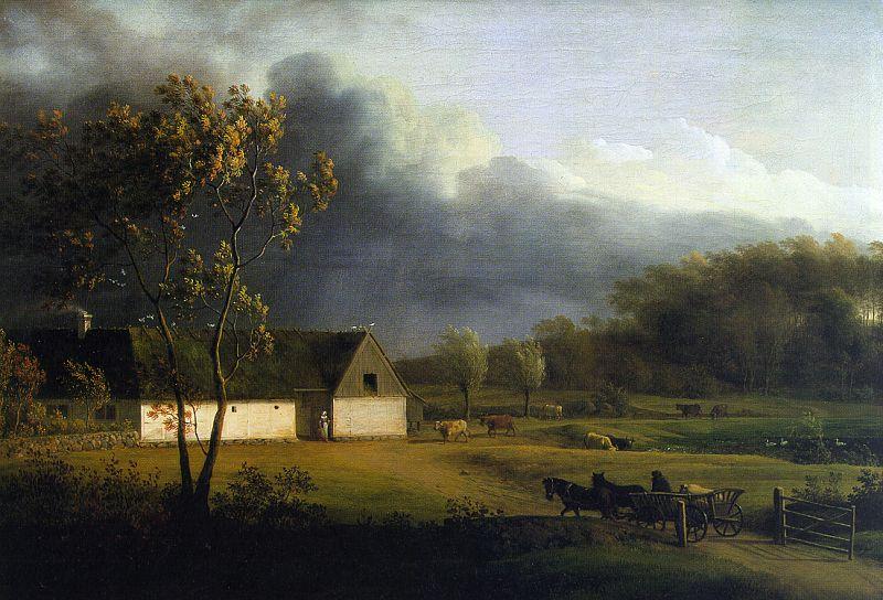 Jens Juel A Storm Brewing Behind a Farmhouse in Zealand France oil painting art